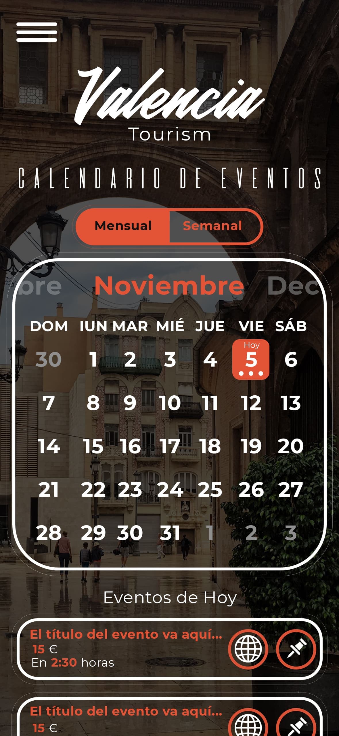 Valencia App - Events Calendar
